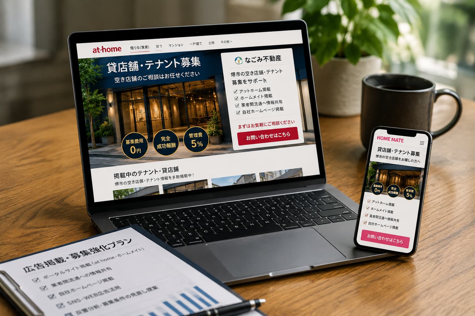 空き店舗の広告掲載と募集活動のイメージ