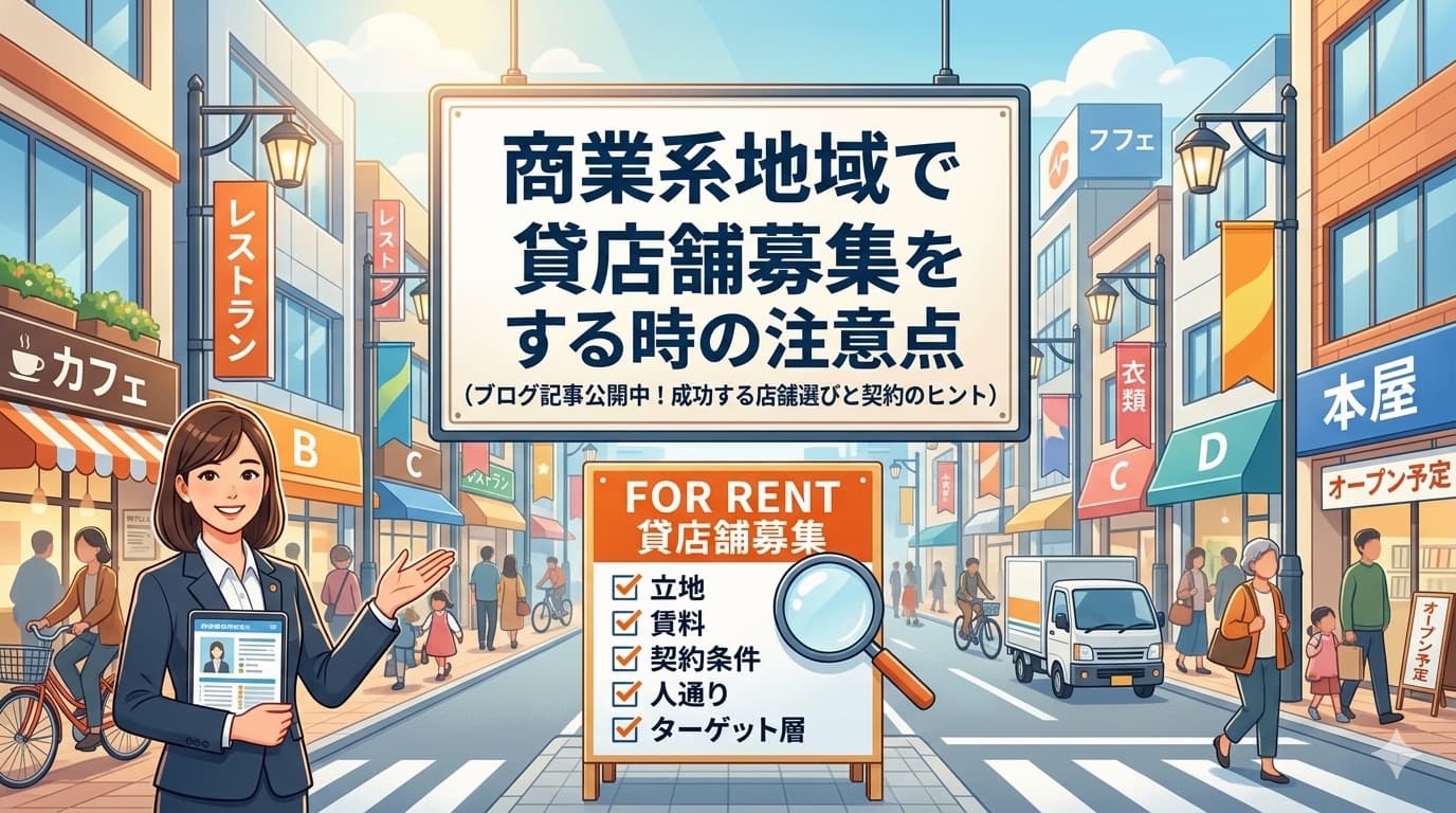商業系地域で貸店舗を募集する時の注意点｜堺市オーナー様向けにわかりやすく解説