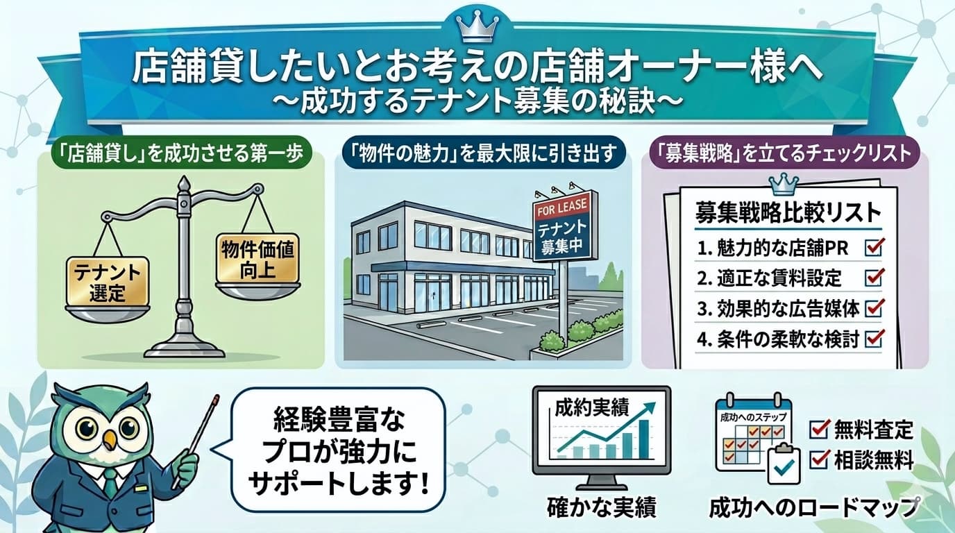 店舗を貸したいとお考えの店舗オーナー様へ｜堺市の貸店舗募集・管理相談
