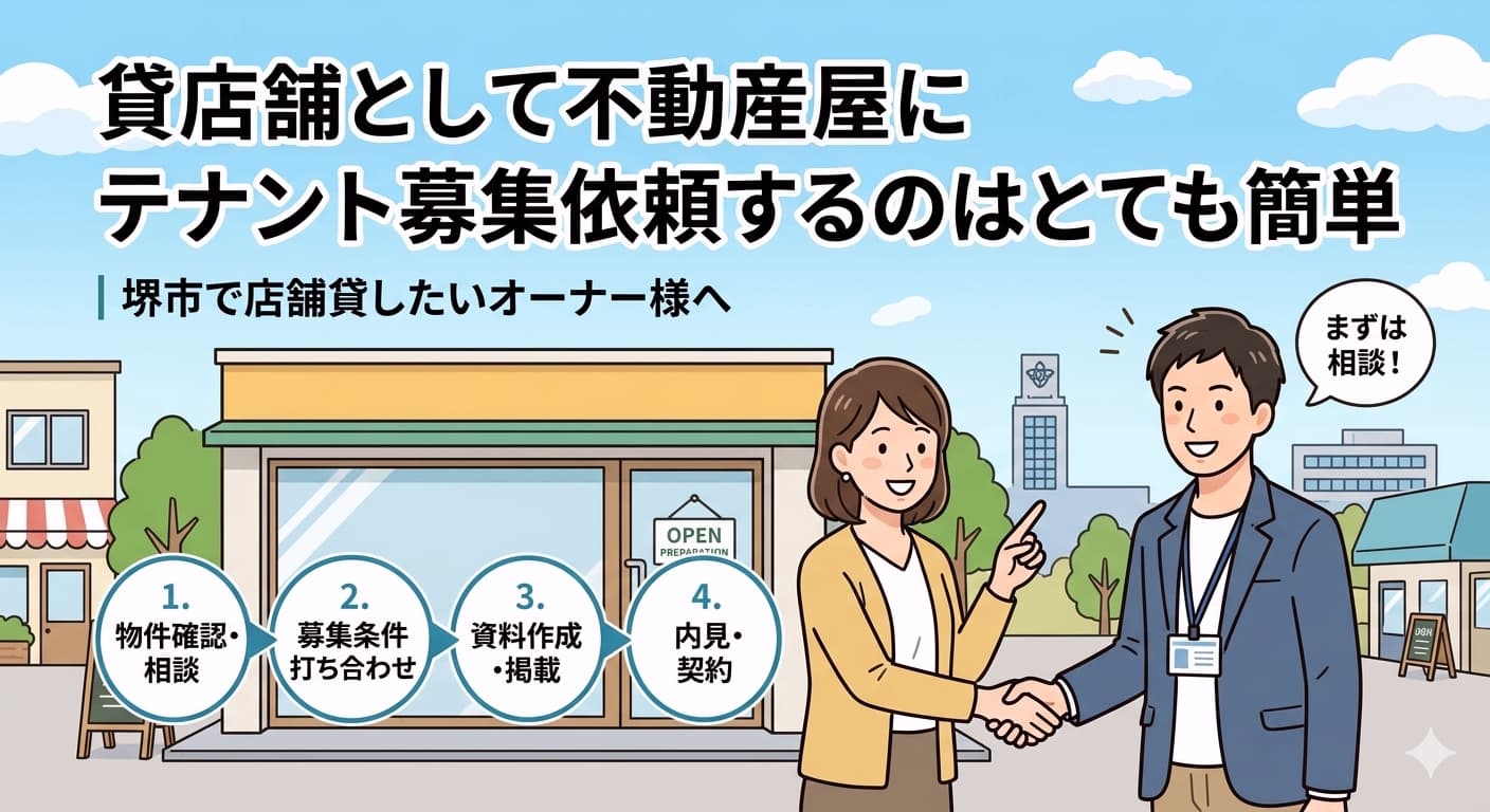 貸店舗として不動産屋にテナント募集依頼するのはとても簡単｜堺市で店舗貸したいオーナー様へ