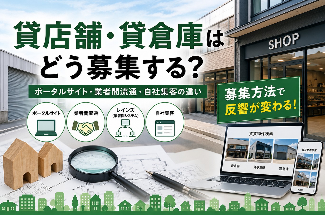 貸店舗・貸倉庫はどう募集する？｜ポータルサイト・業者間流通・自社集客の違い