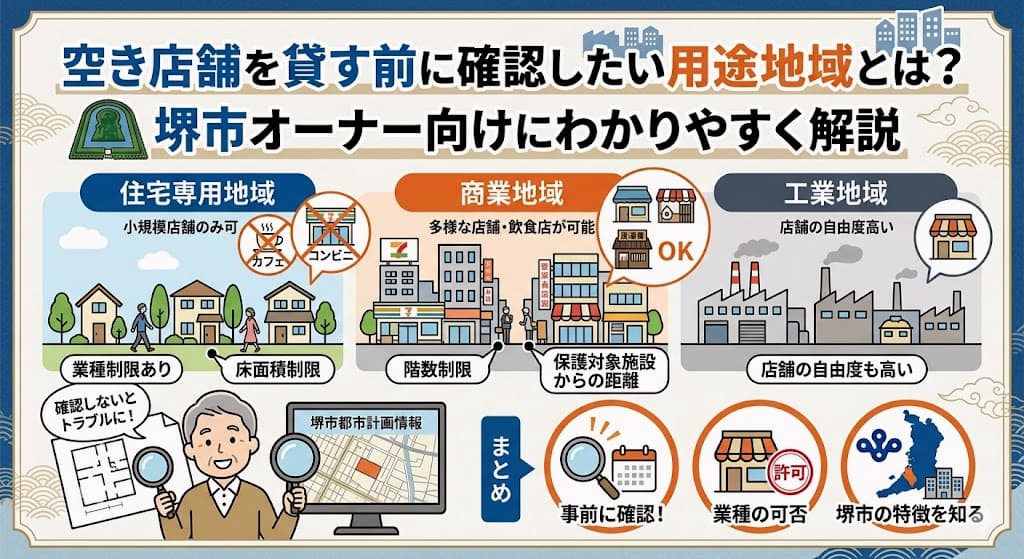 空き店舗を貸す前に確認したい用途地域とは？堺市オーナー向けにわかりやすく解説