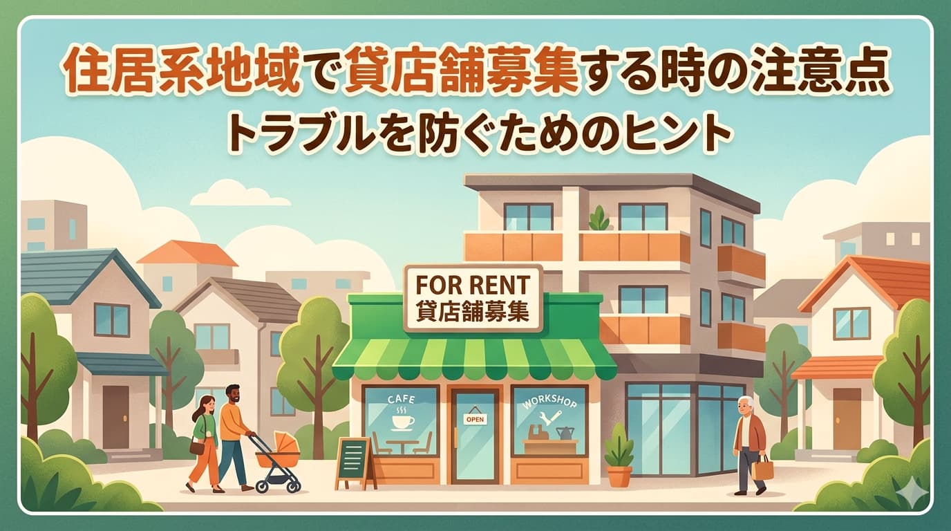 住居系地域で貸店舗を募集する時の注意点｜堺市オーナー様向けにわかりやすく解説